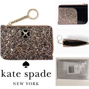 🆕KATE SPADE ♠️ROSEGOLD GLITTER CARD HOLDER WALLET